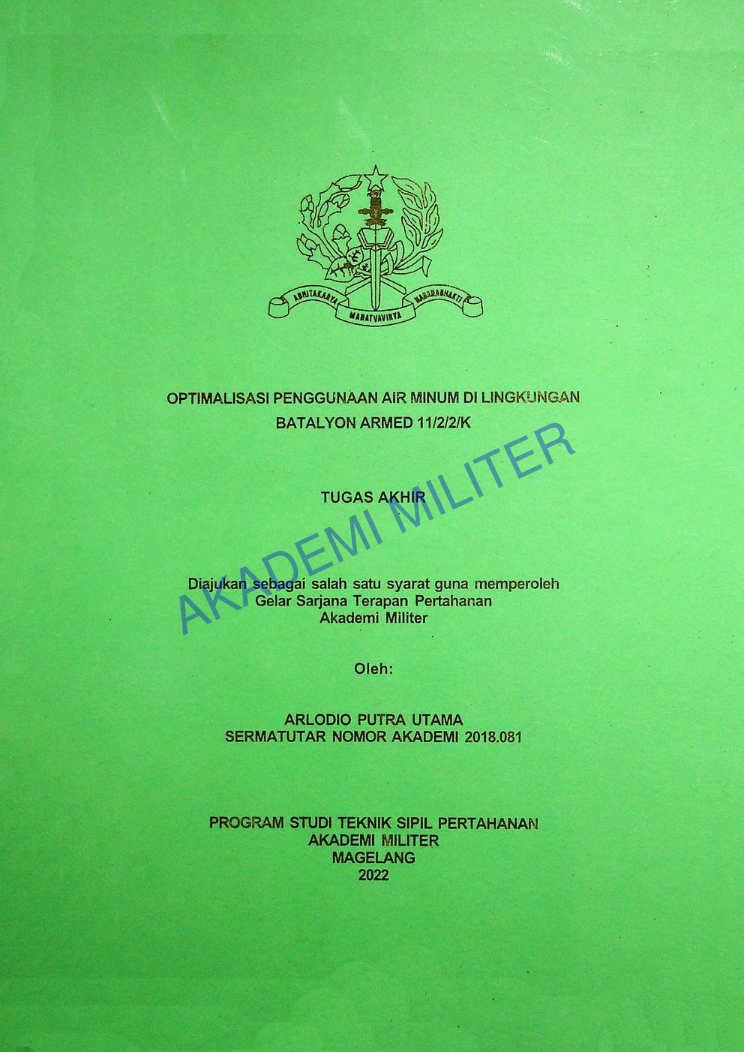 OPTIMALISASI PENGGUNAAN AIR MINUM DI LINGKUNGAN BATALYON ARMED 11/2/2/K